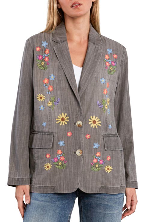 Embroidered Cotton and Hemp Blazer