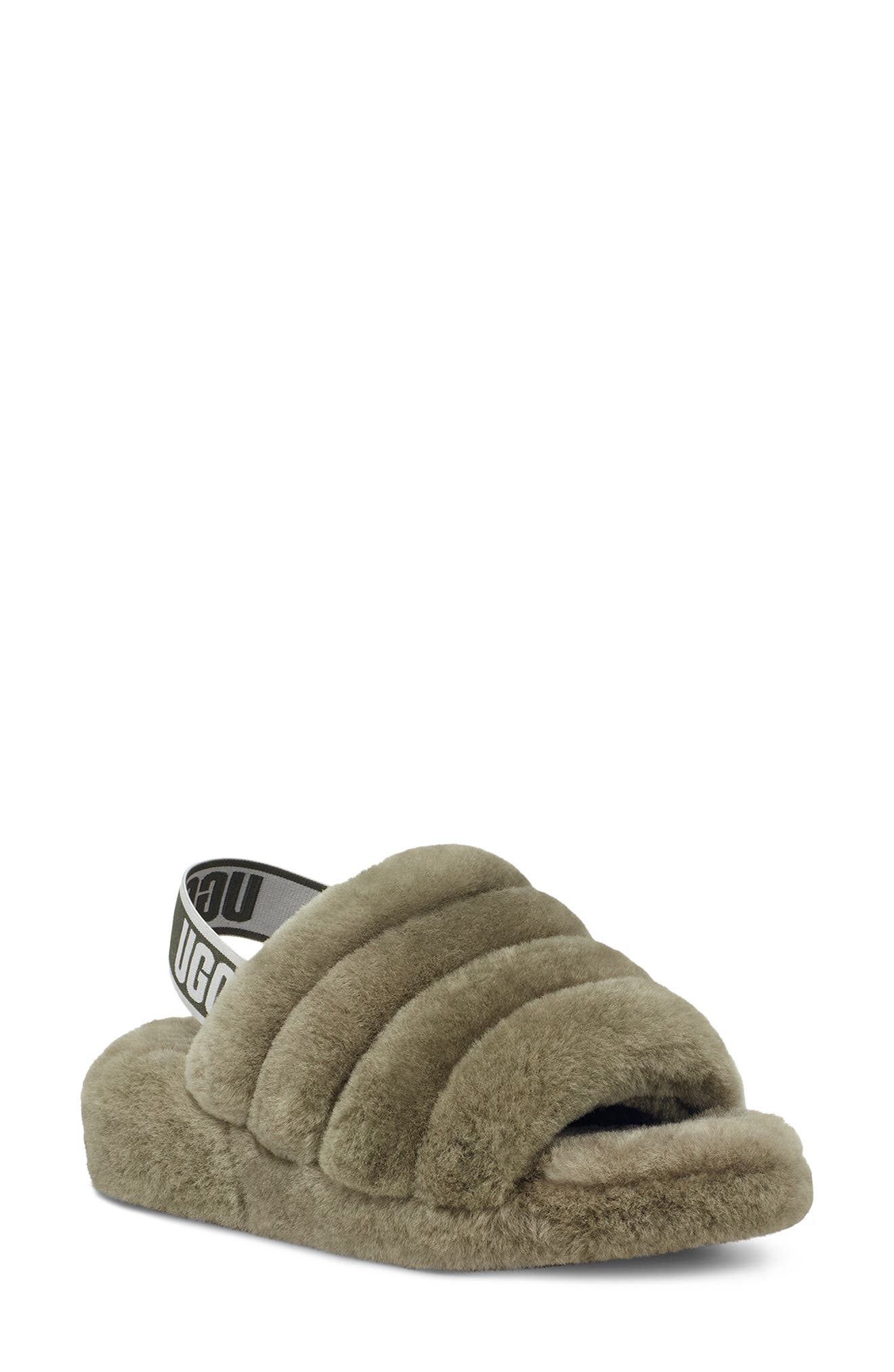 Fluff Yeah Faux Fur Slingback Sandal, Main, color, BURNT OLIVE