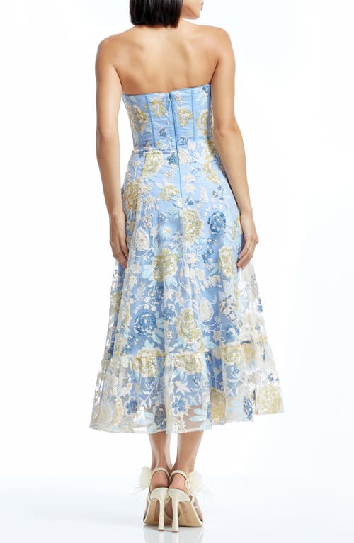 Shop Dress The Population Carina Sequin Appliqué Midi Dress In Sky Multi