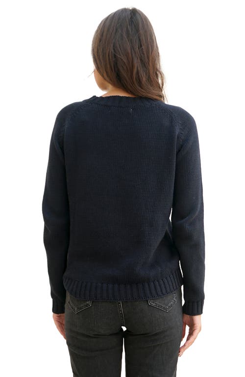 Paneros Clothing Sloane Cotton Crewneck Sweater In Midnight Navy