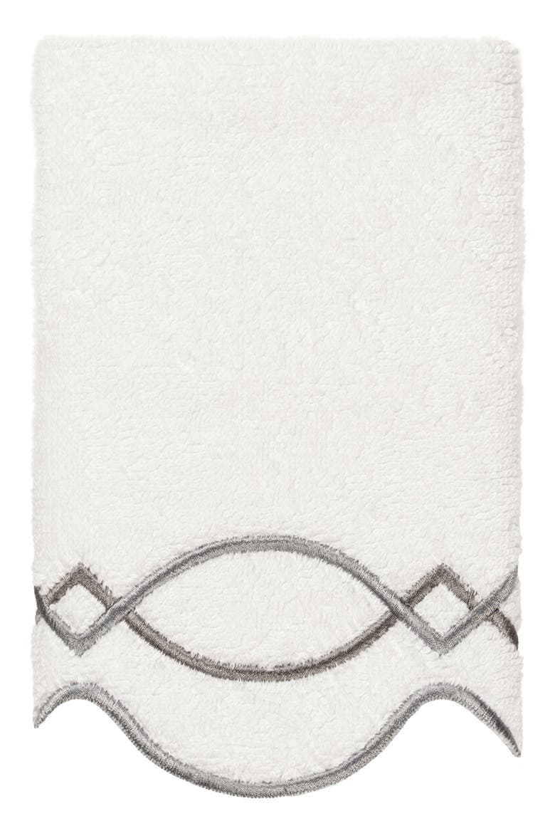 3-Piece Diamond Chain Embroidered Turkish Cotton Towel Set, Alternate, color, WHITE/ GRAY