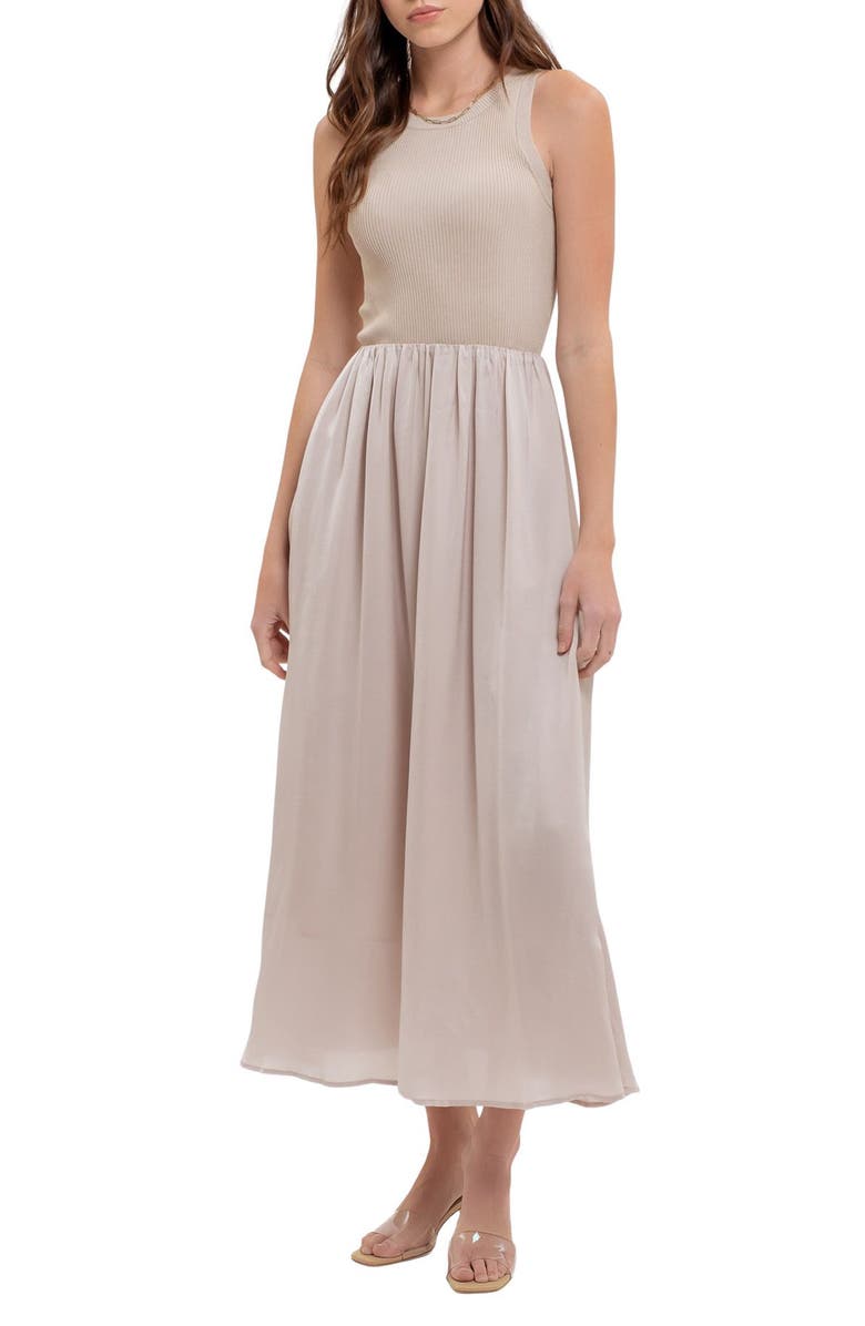Mixed Media Knit Midi Dress