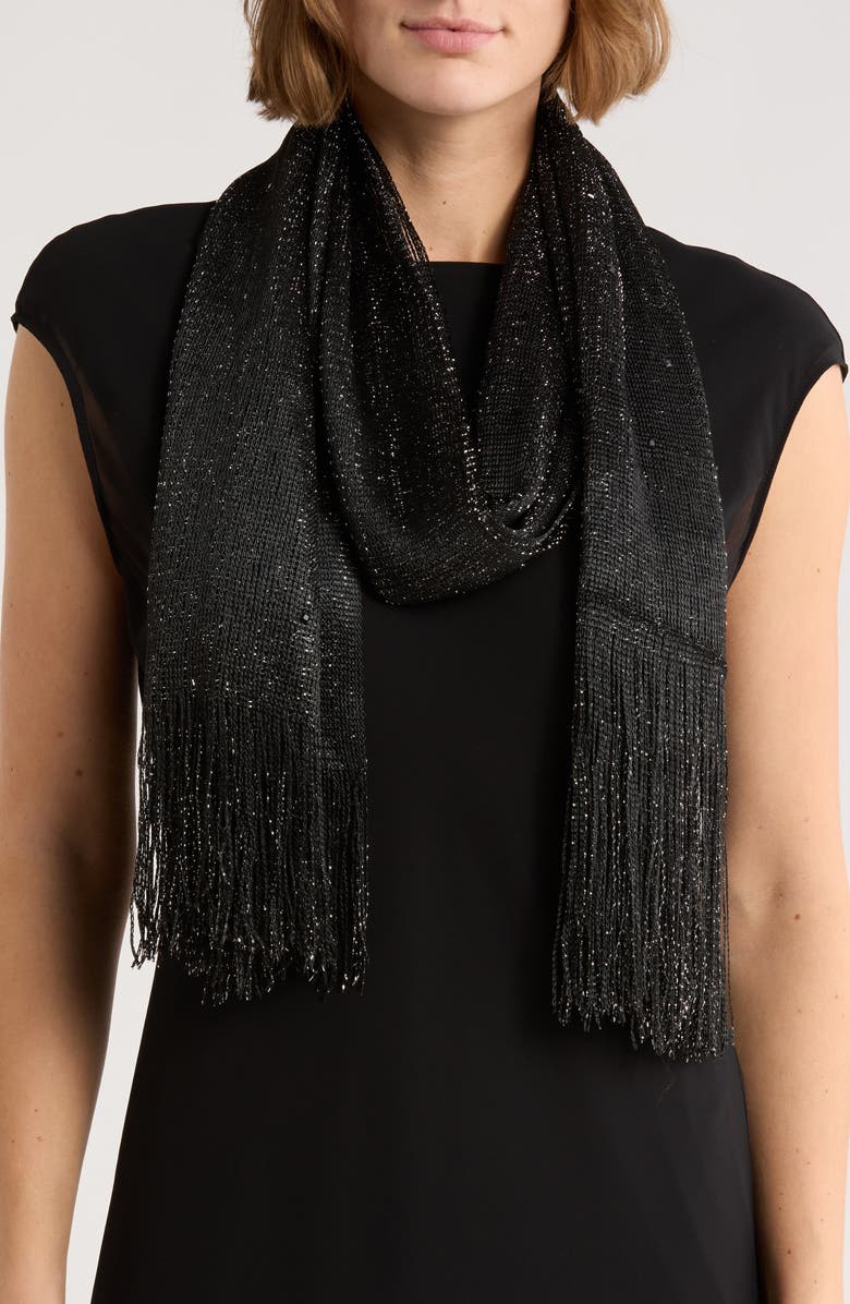 Vince Camuto Lurex Wrap Scarf, Main, color, Black Silver