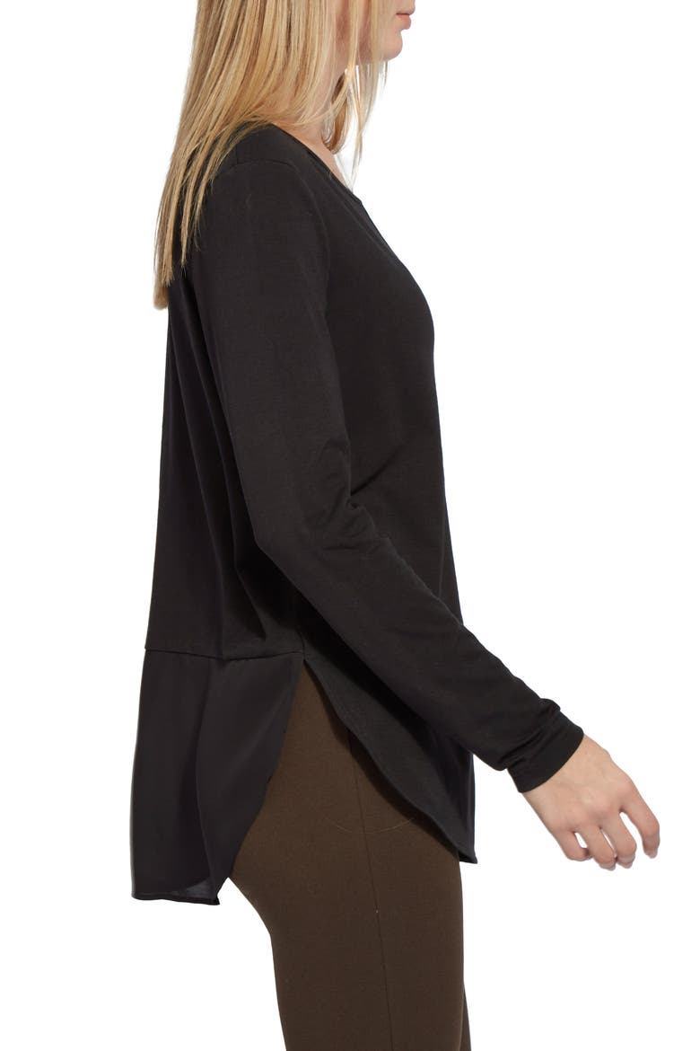 Lyssé Mixed Media Top, Alternate, color, BLACK