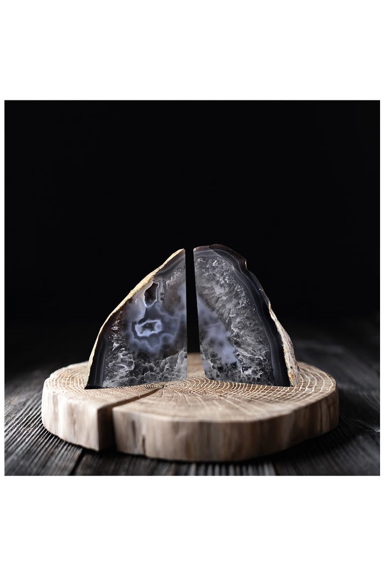 Agate Bookends, Alternate, color, GREY