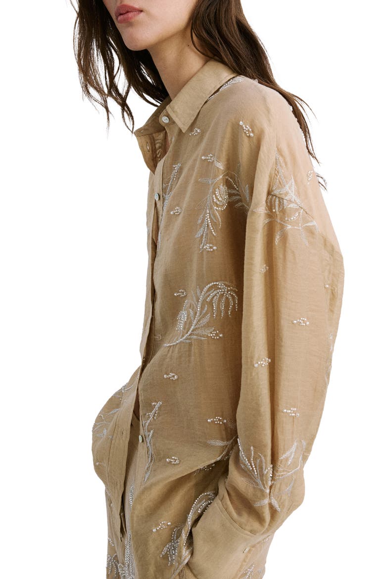 Embroidered Lyocell Shirt, Alternate, color, BEIGE