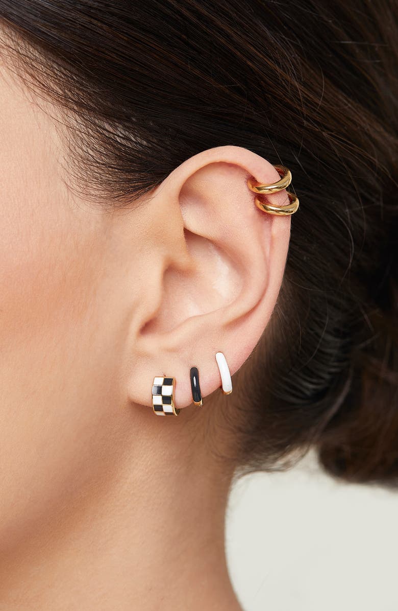 Petit Moments Checkered Huggie Hoop Earrings, Alternate, color,