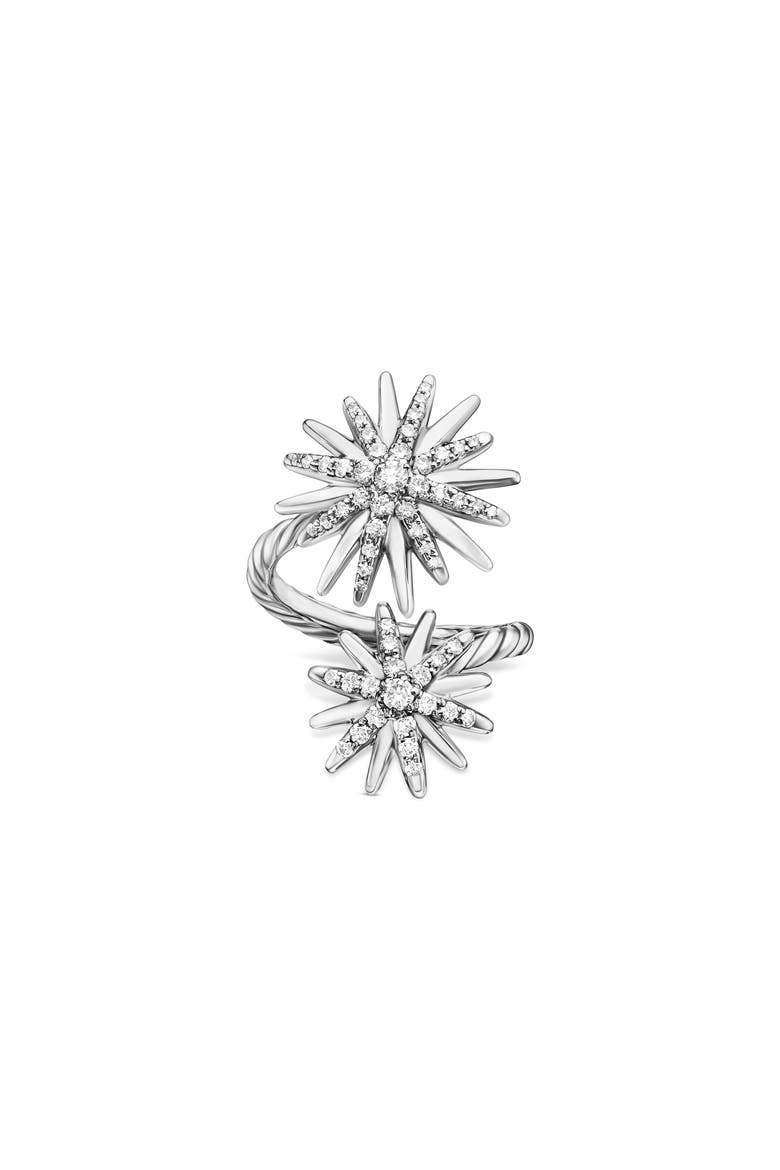 Starburst Bypass Ring, Main, color, STERLING SILVER