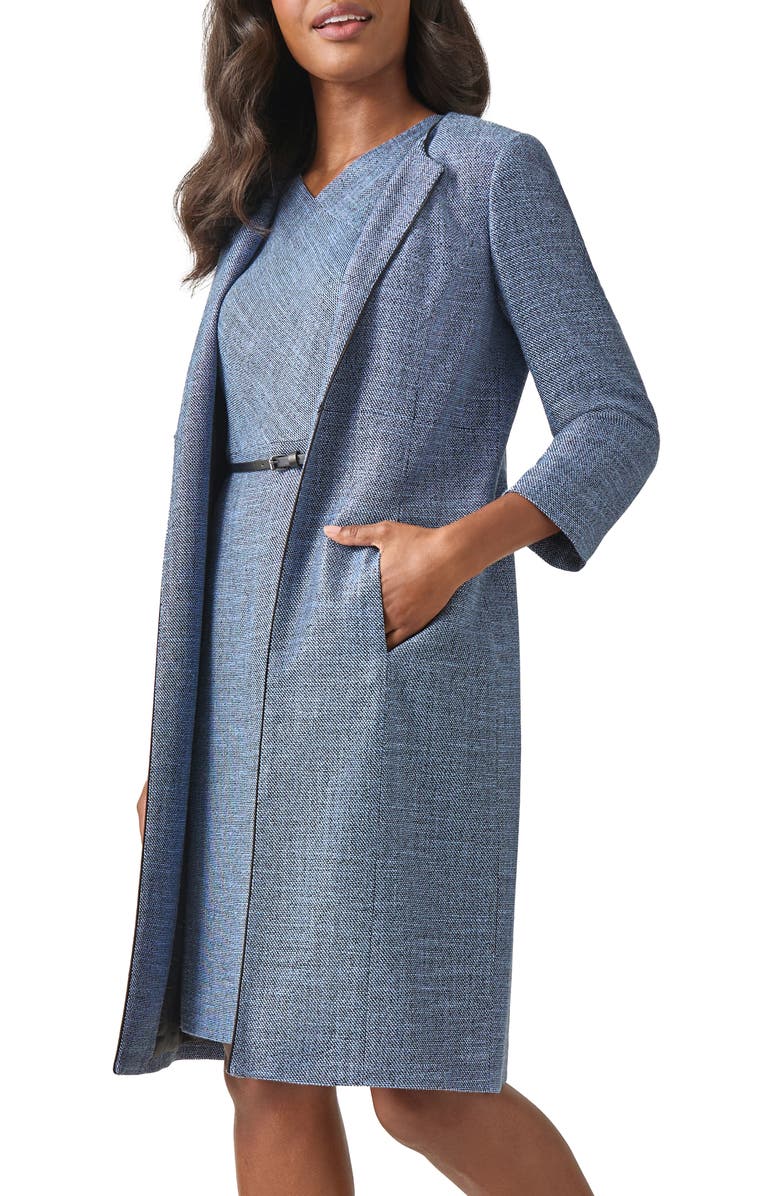KASPER Tweed Long Duster Topper Jacket, Alternate, color, 