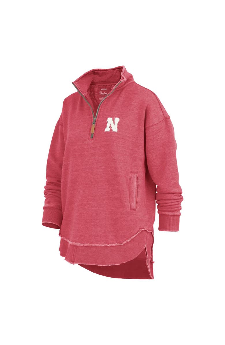 PRESSBOX Women's Pressbox Scarlet Nebraska Huskers Northfork Sojourn Poncho Quarter-Zip Sweatshirt, Alternate, color,