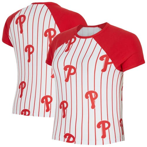 Concepts Sport White Philadelphia Phillies Outbound Pinstripe Raglan T-shirt