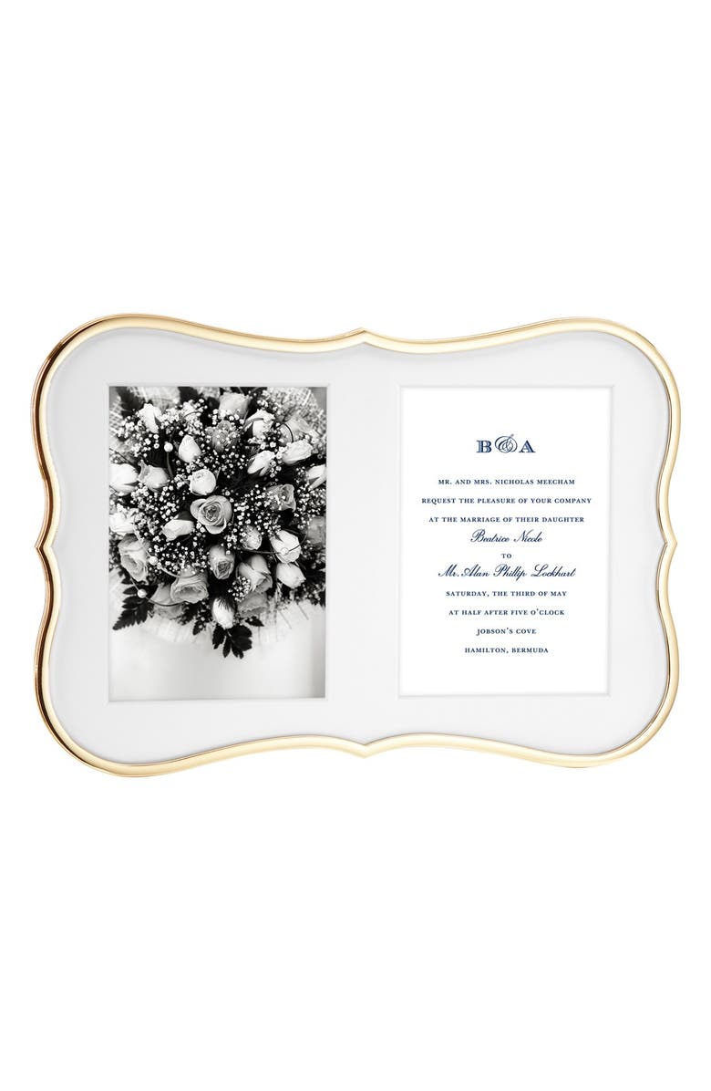 Kate Spade New York 'crown point' invitation bridal picture frame, Main, color, Gold