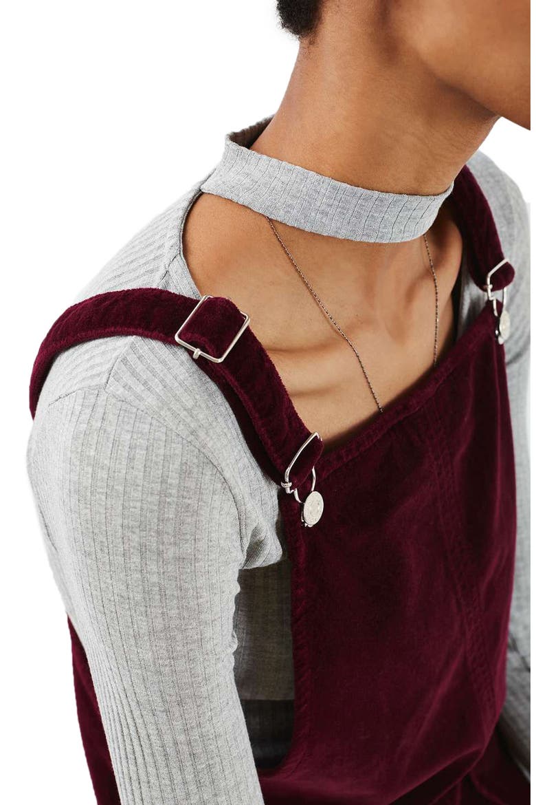Velvet Pinafore Dress, Alternate, color, BURGUNDY