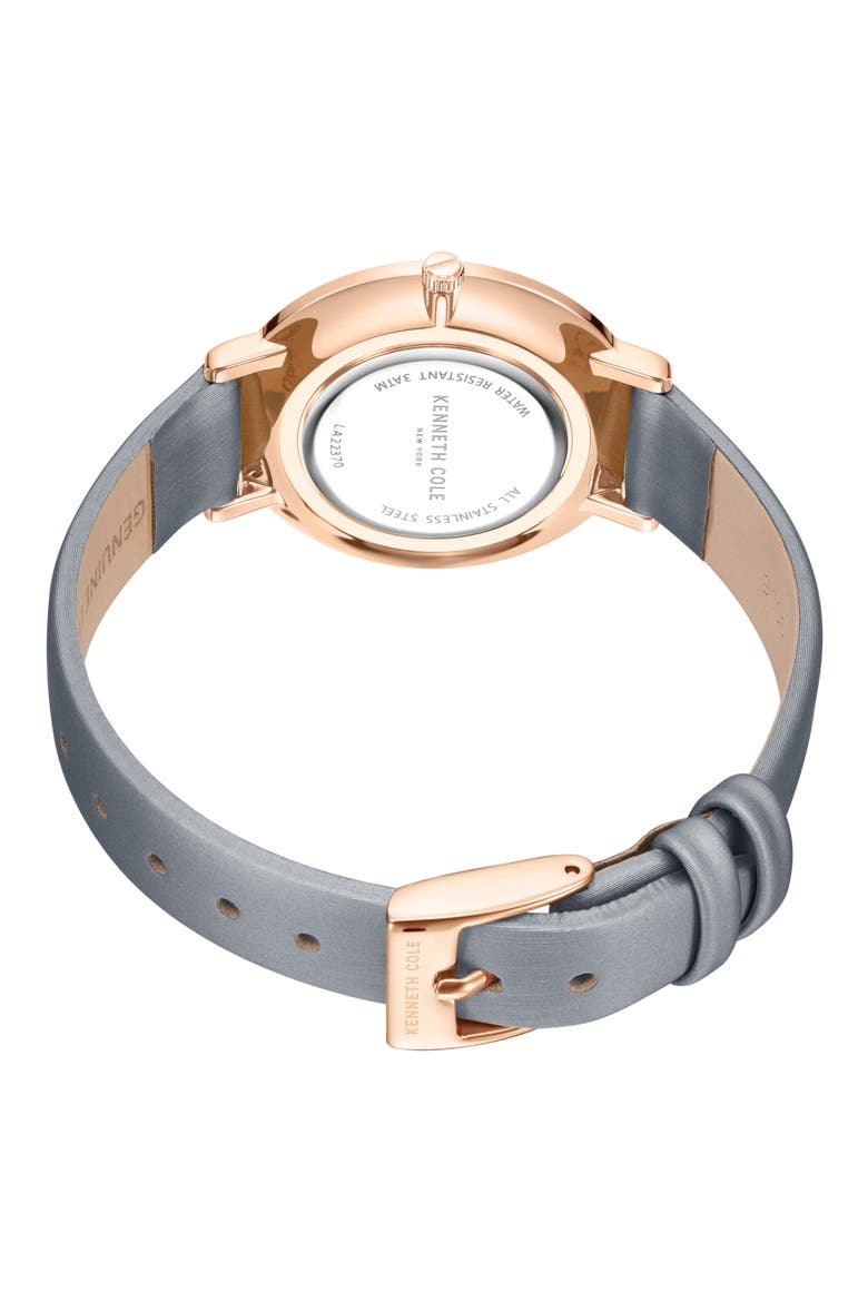 Diamond Index Leather Strap Watch, 34mm, Alternate, color, GRAY