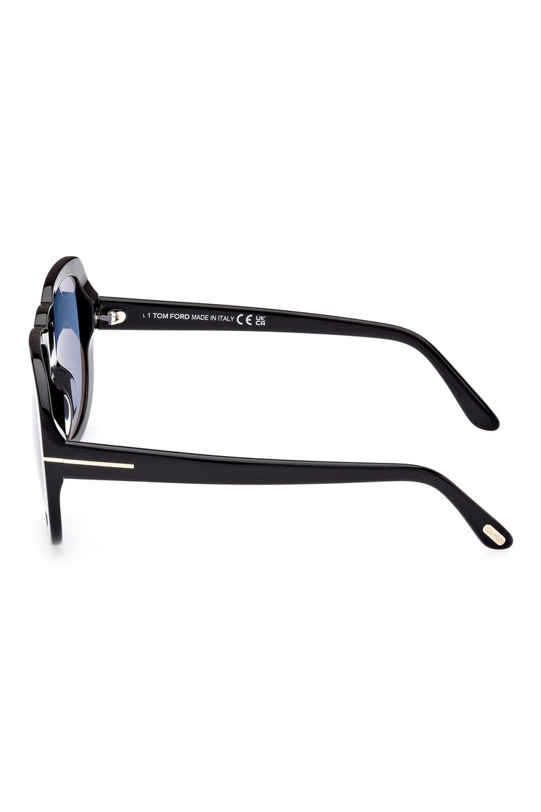 56mm Gradient Aviator Sunglasses, Alternate, color, SHINY BLACK / BLUE