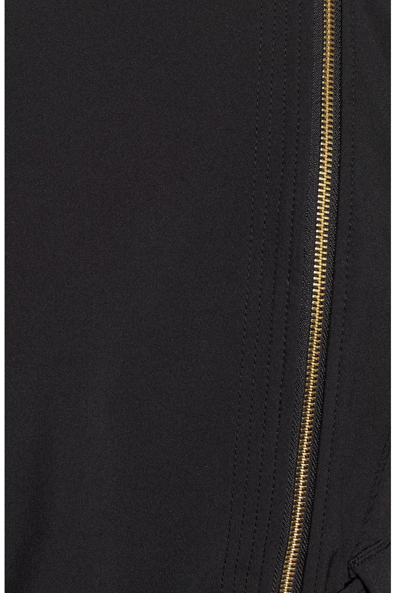 Asymmetrical Zip Belted Soft Shell Coat, Alternate, color, BLACK