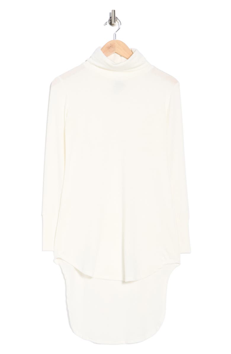 GO COUTURE Turtleneck High-Low Tunic Sweater, Main, color, Ivory