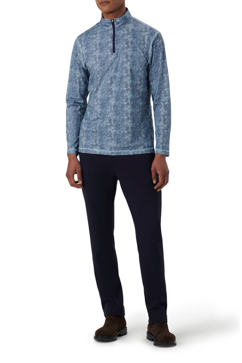 Anthony OoohCotton® Abstract Print Quarter Zip Pullover, Alternate, color, AQUA