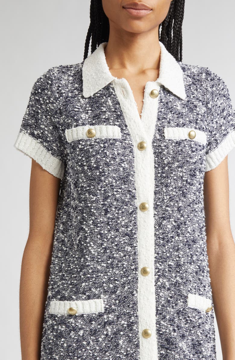 Cinq à Sept Adelaide Contrast Detail Boucle Dress, Alternate, color, Navy/ Ivory