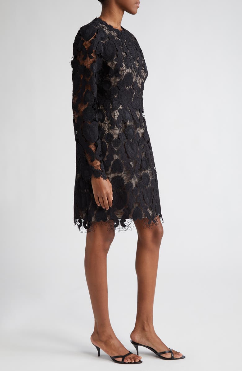 Lela Rose Hearts & Flowers Long Sleeve Lace Dress, Alternate, color, 