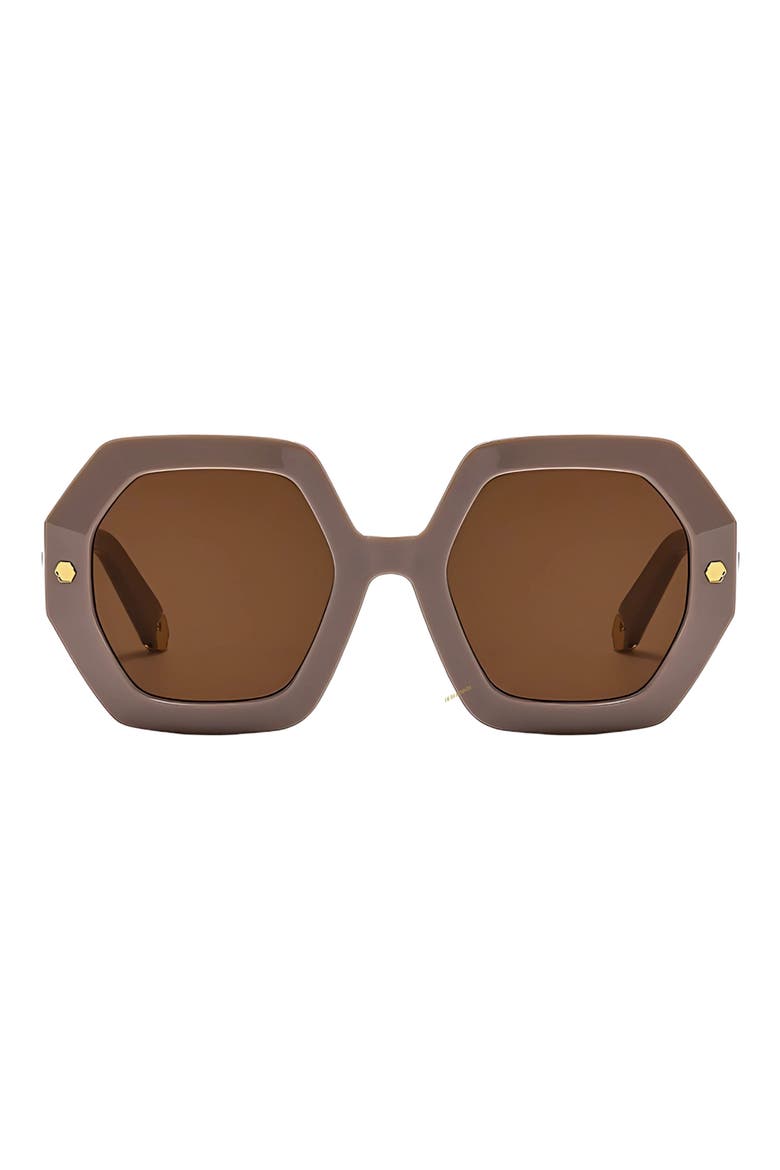 Haven 52mm Polarized Geometric Sunglasses, Main, color, TAN/ BROWN
