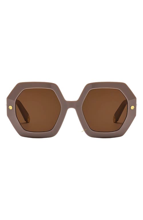 Fifth & Ninth Haven 52mm Polarized Geometric Sunglasses In Tan/brown