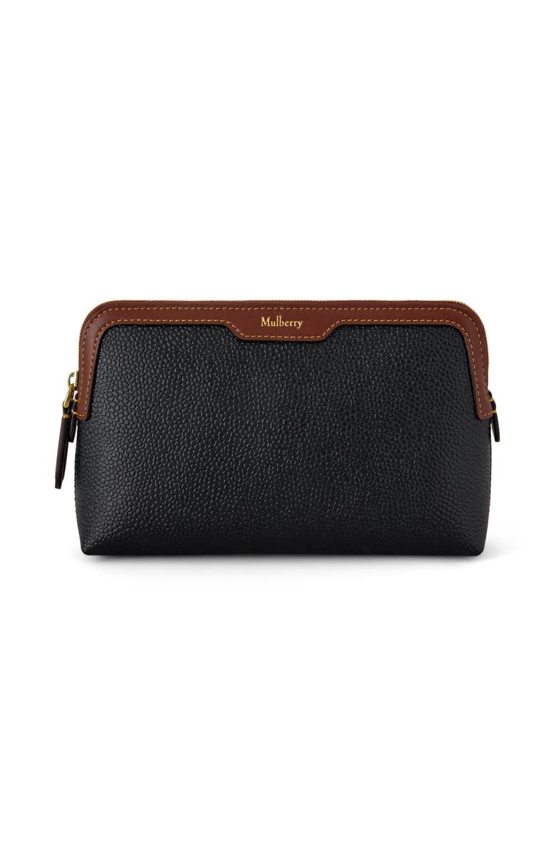 Mulberry Small Leather Cosmetic Pouch, Main, color, Black-Cognac