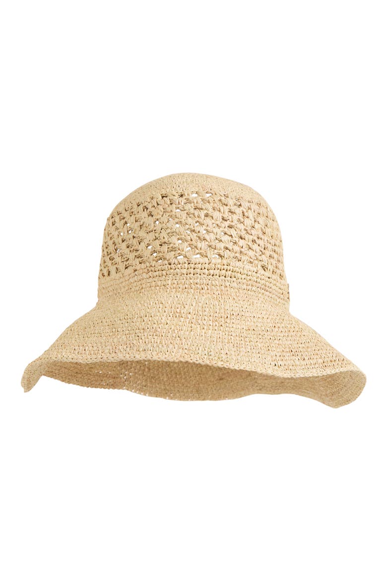 Straw Crochet Packable Floppy Hat, Main, color, NATURAL