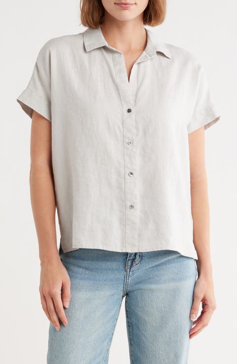 Short Sleeve Linen Button-Up Shirt