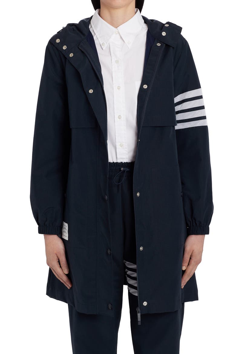 4-Bar Elongated Ripstop Hooded Parka, Main, color, NAVY 415