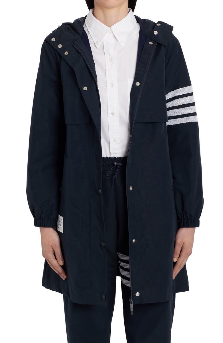 Thom Browne 4-Bar Elongated Ripstop Hooded Parka, Main, color,