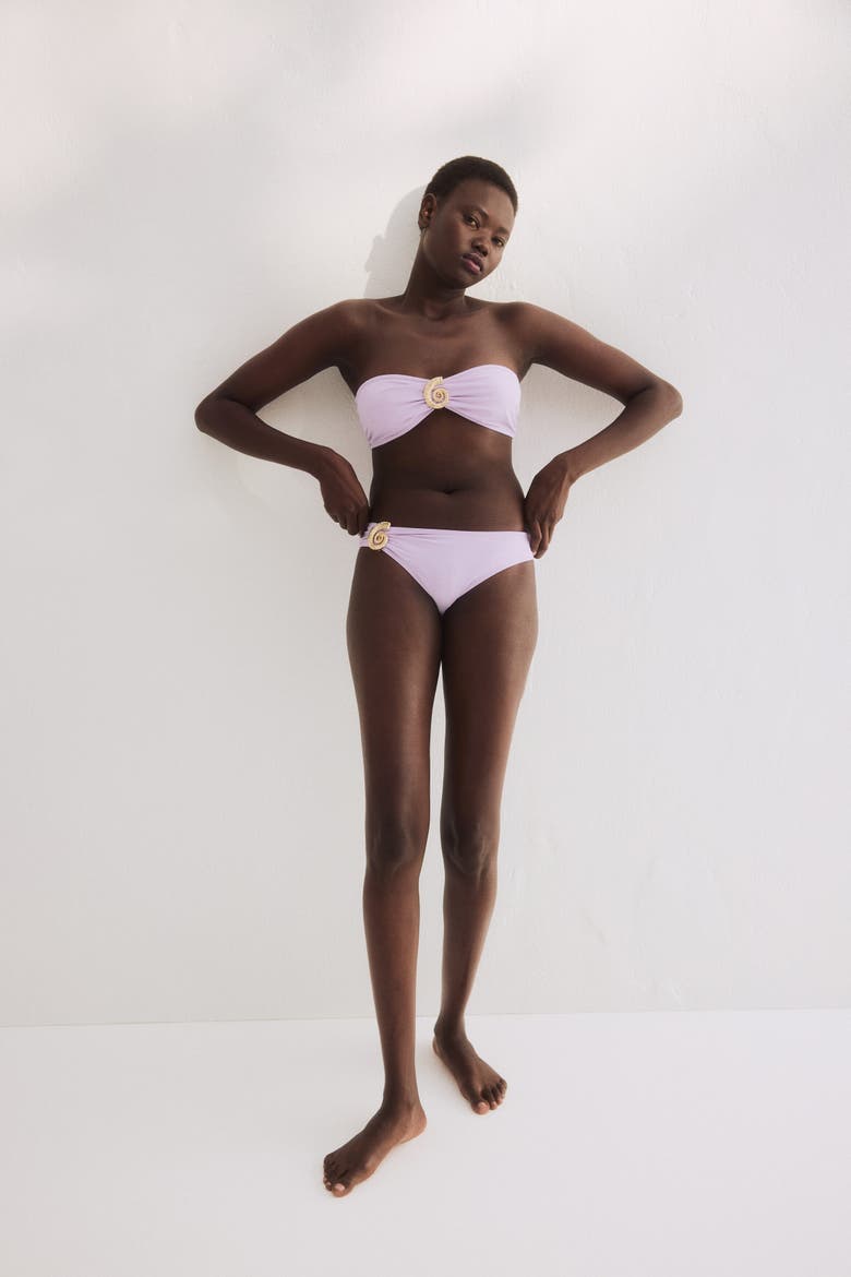 Padded Bandeau Bikini Top, Alternate, color, Light purple