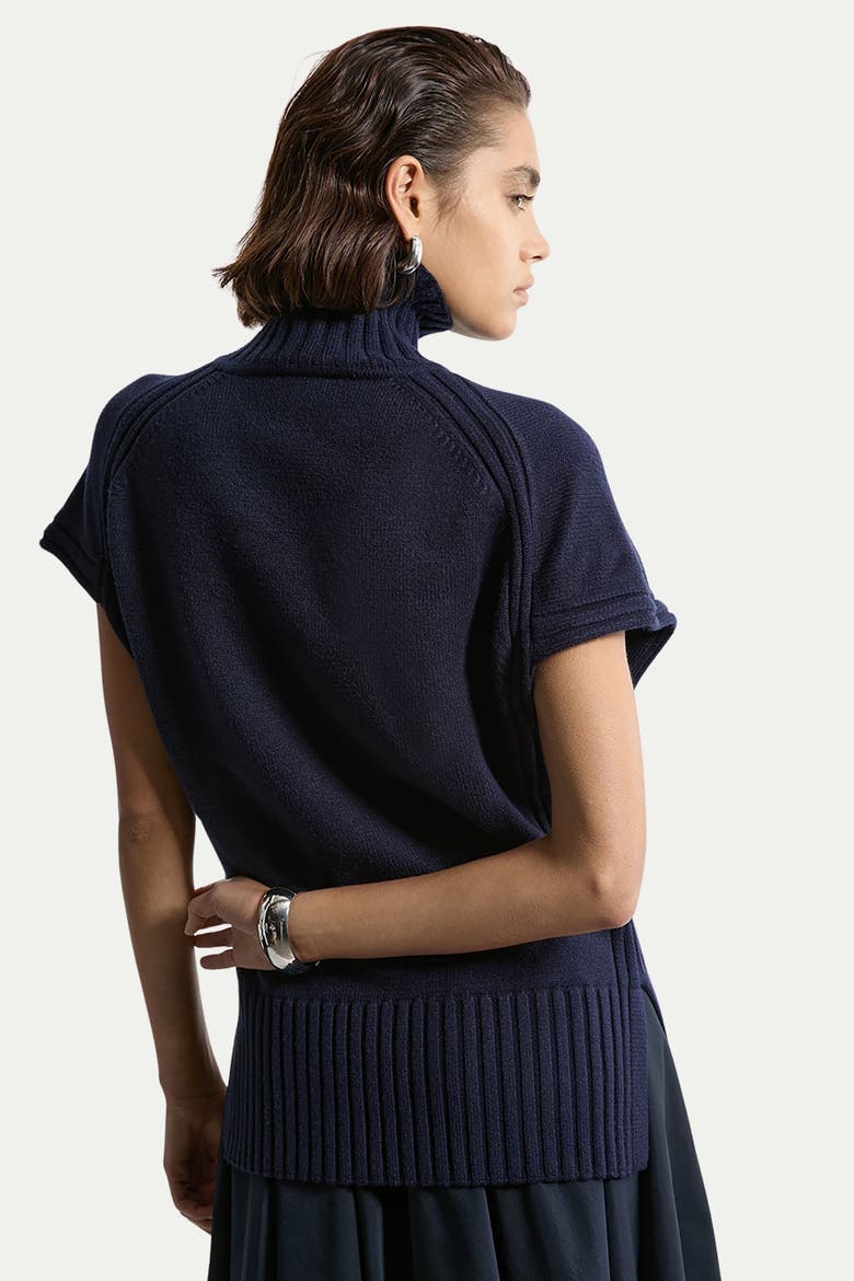 High Neck Knitted Tunic Top, Alternate, color, Navy
