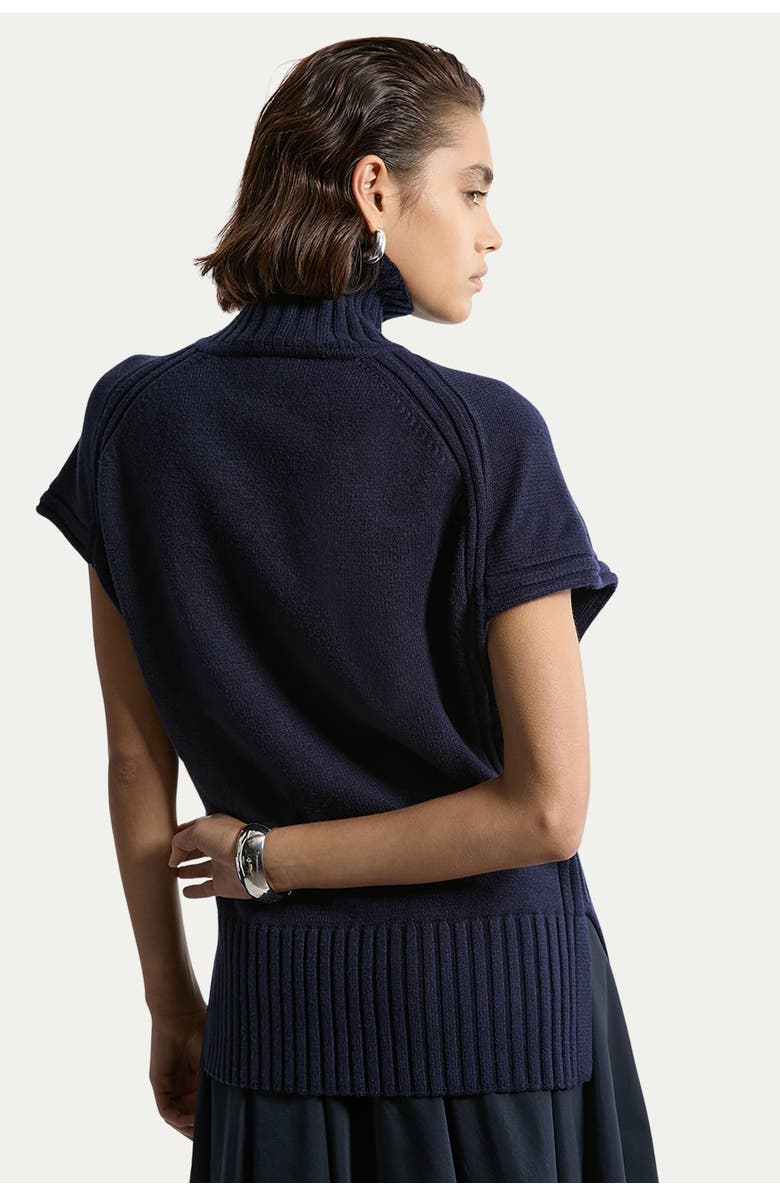 Karen Millen High Neck Knitted Tunic Top, Alternate, color, Navy
