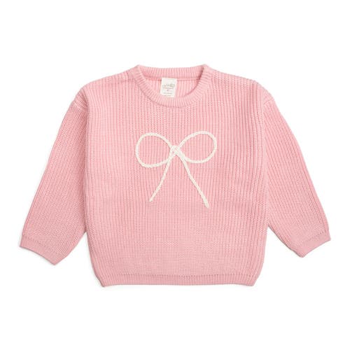 Sweet Wink Bow Yarn Knit Sweater In Pink