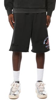 PURPLE BRAND Logo Graphic Relaxed Fit Cotton Shorts