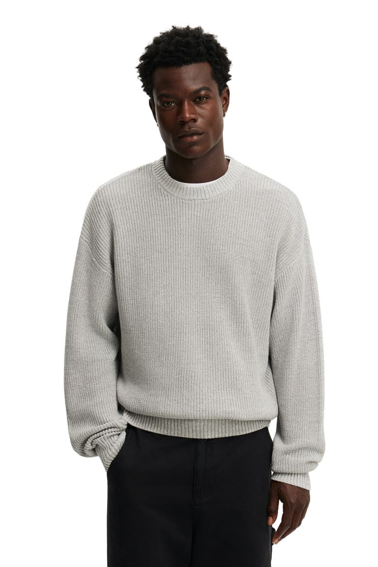 Men's Box Fit Crew Knit, Main, color, Grey