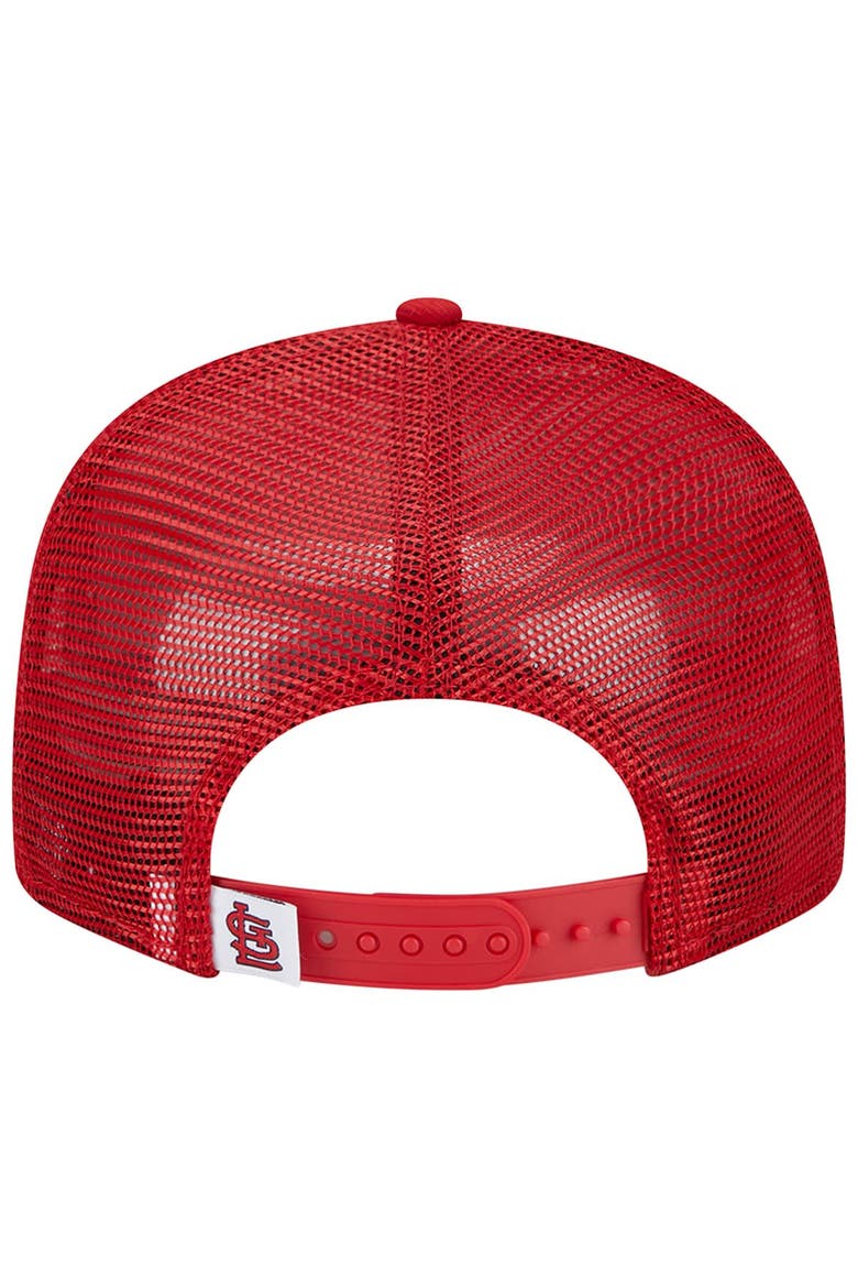 Men's New Era Red St. Louis Cardinals Team Color Trucker 9FIFTY Snapback Hat, Alternate, color, Red
