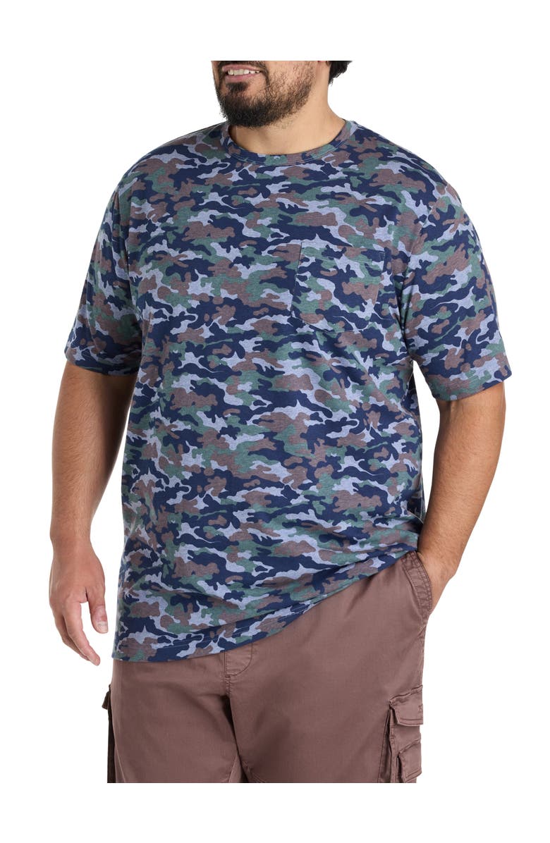 Harbor Bay by DXL Big & Tall Moisture-Wicking Printed Pocket T-Shirt, Main, color, Blue Multi