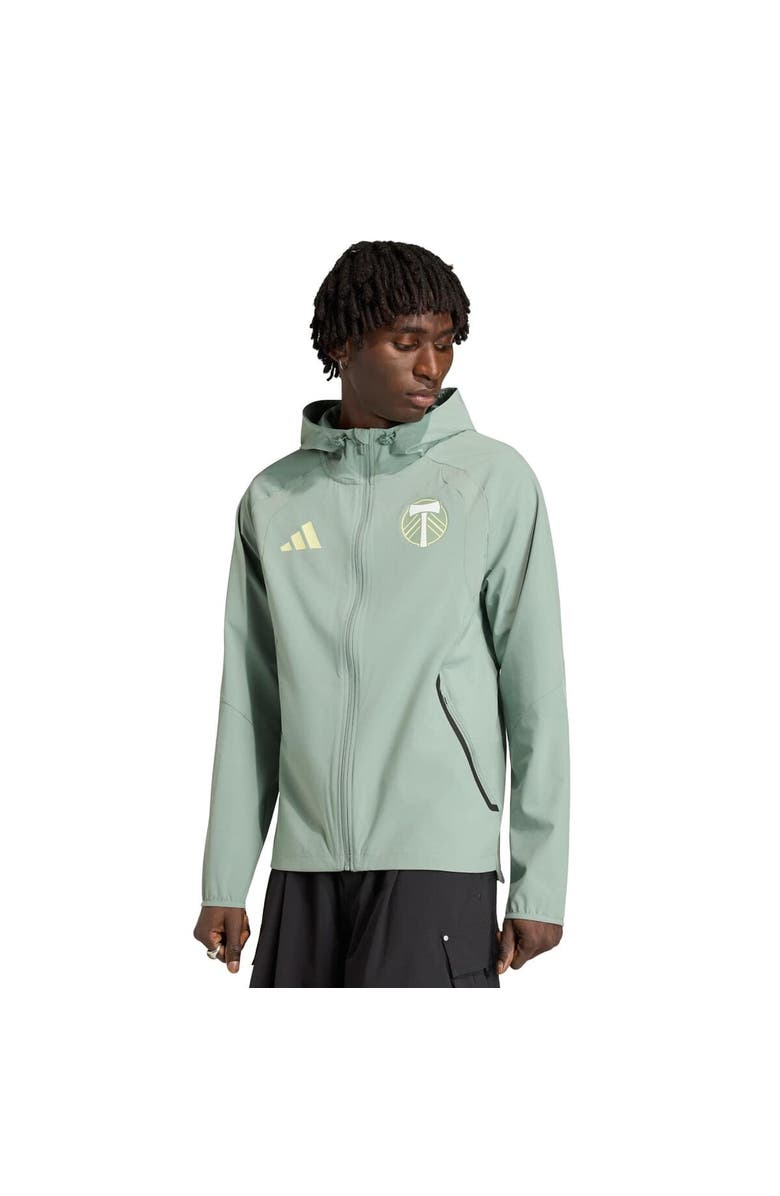 adidas Men's adidas Light Green Portland Timbers Tiro Travel Full-Zip Hooded Windbreaker, Main, color, Light Green