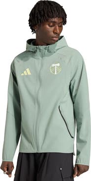 adidas Men's adidas Light Green Portland Timbers Tiro Travel Full-Zip Hooded Windbreaker