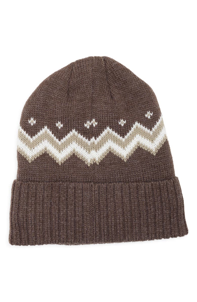 Rainforest Chevron Stripe Cuff Knit Beanie, Alternate, color, Dark Earth Heather