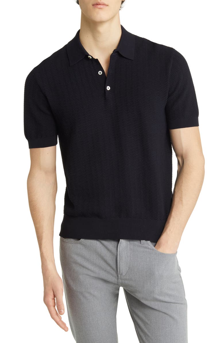 Emporio Armani Textured Sweater Polo, Main, color, 