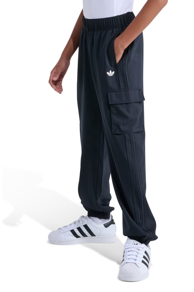 Kids' 3-Stripes Cargo Jogger Pants, Alternate, color, BLACK
