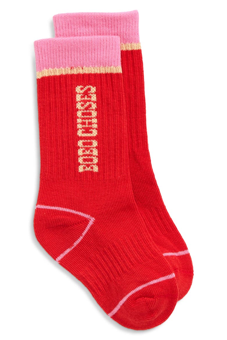 Kids' Logo Long Socks, Main, color, RED