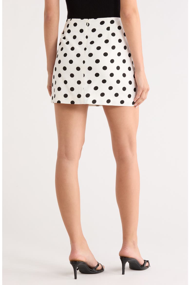 Polka Dot Linen Blend Miniskirt, Alternate, color, IVORY POLKA DOT