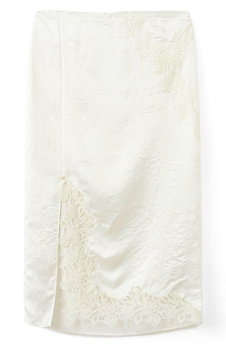 MANGO Lace Trim Satin Skirt, Alternate, color,
