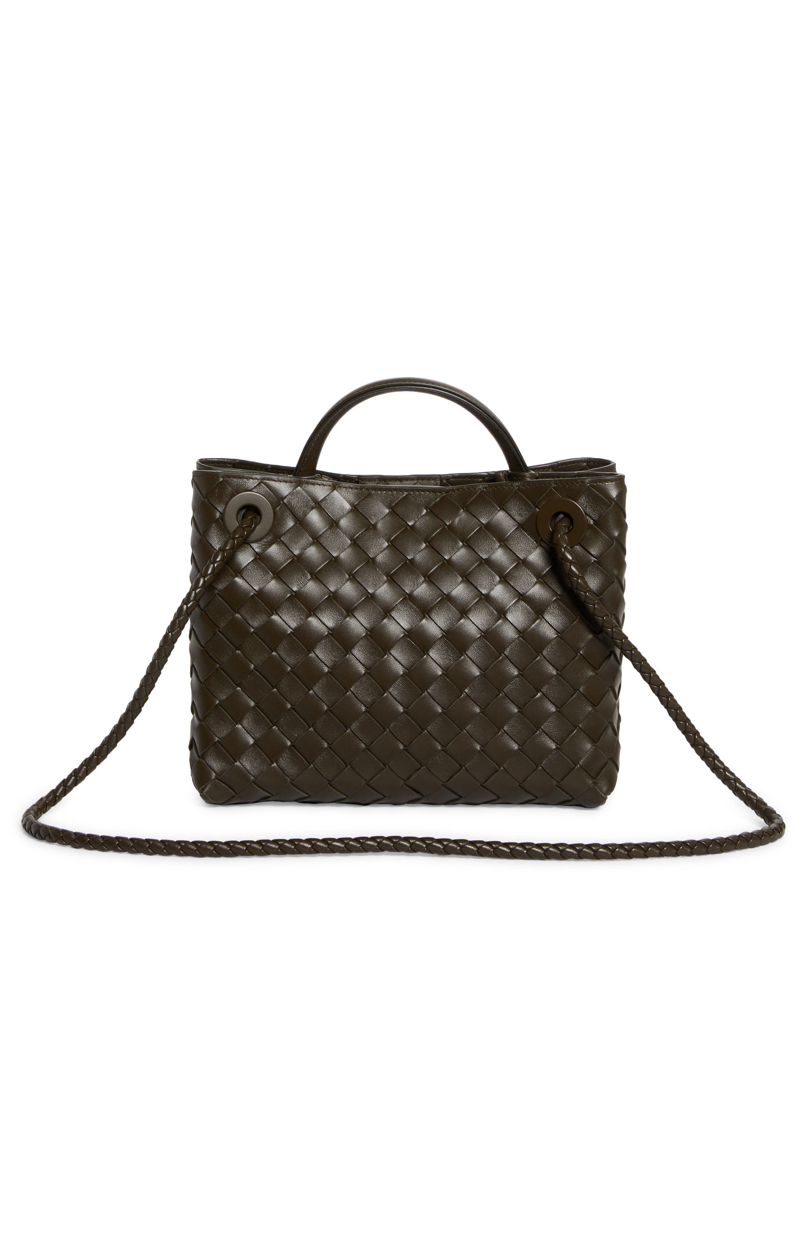 Bottega Veneta Small Andiamo Intrecciato Shoulder Bag, Alternate, color, Kaki-Brass