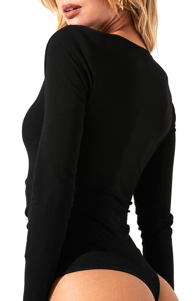 ASTR the Label Cinched Cutout V-Neck Bodysuit, Alternate, color, 