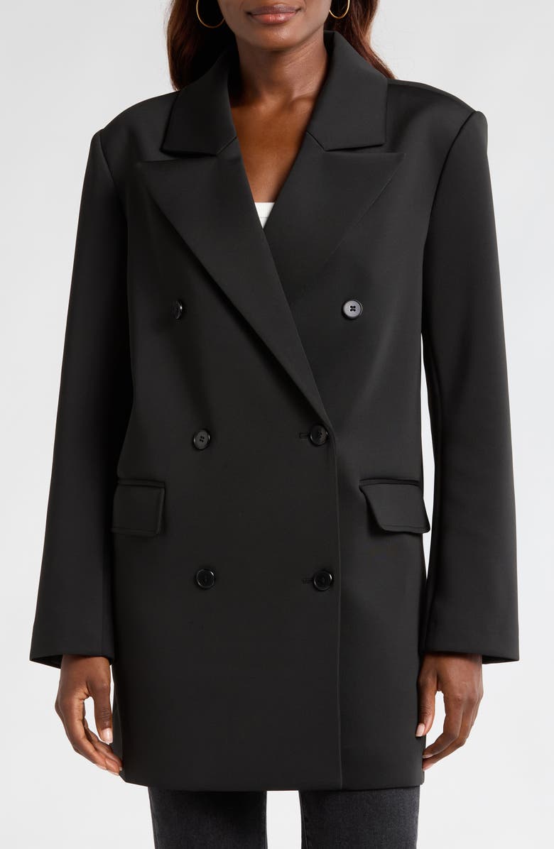 Good American Sculpting Double Breasted Coat, Alternate, color, Black001